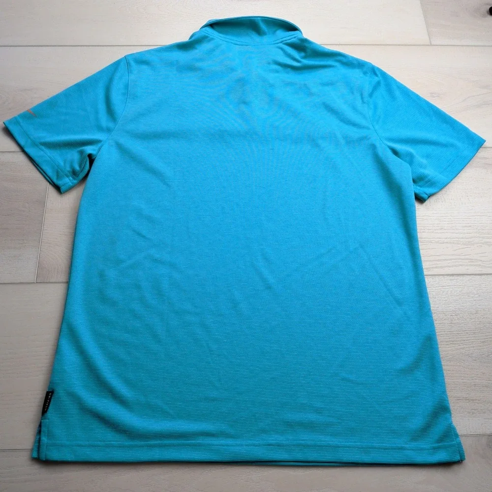 Nike Miami Dolphins NFL On Field Polo Shirt Men L Blue Orange Stripe Performance